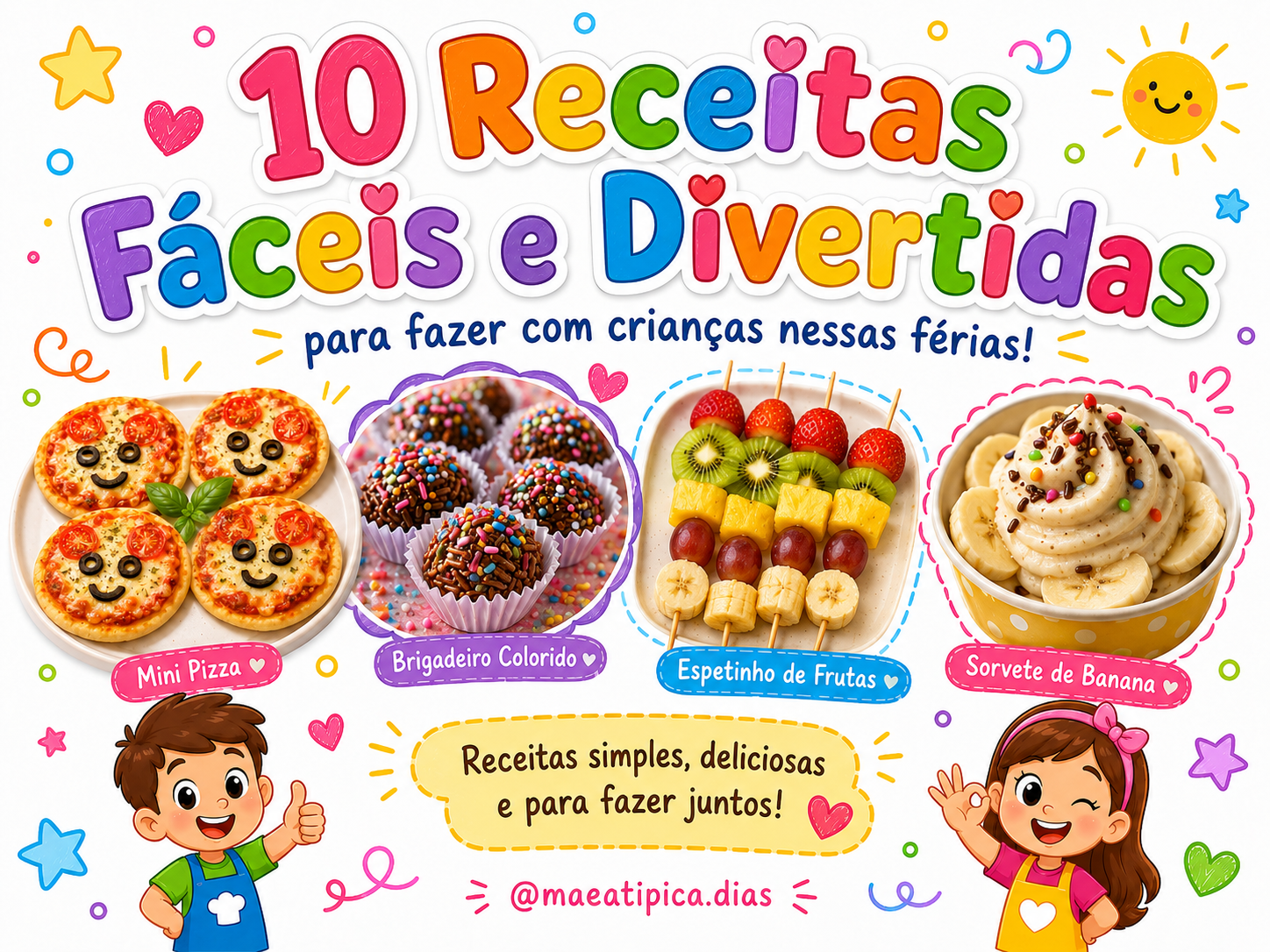 Capa do e-book 10 Receitas Fáceis e Divertidas para Fazer com Crianças nas Férias