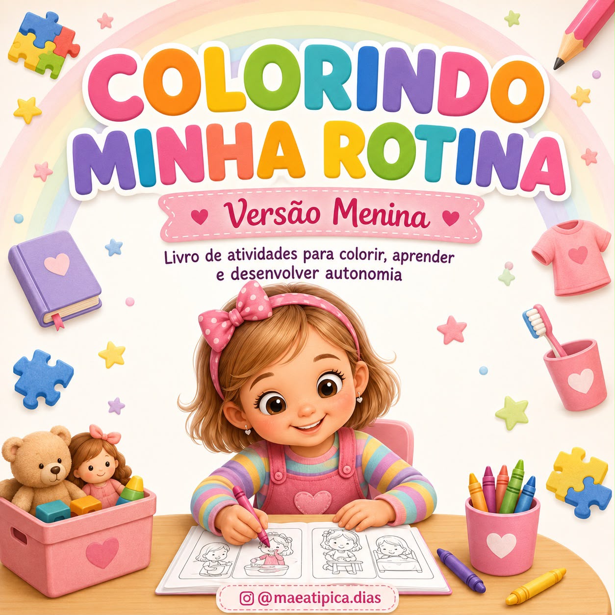 Colorindo Minha Rotina — Versão Menina